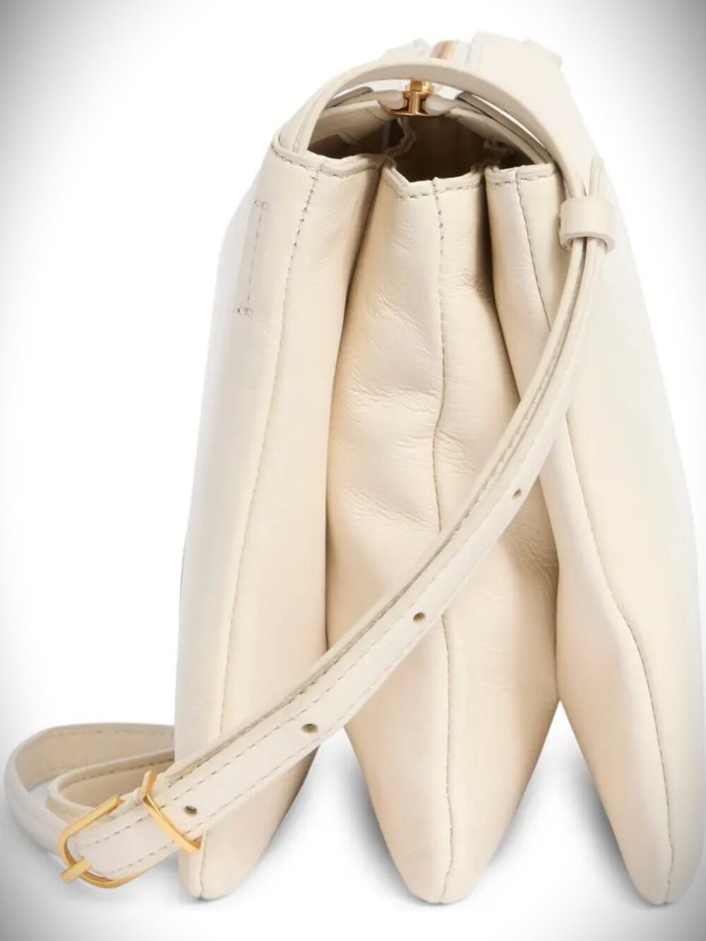 VINCE Sammi Triple Compartment Milk Color Leather Swing Crossbody Bag - Picture 3 of 10